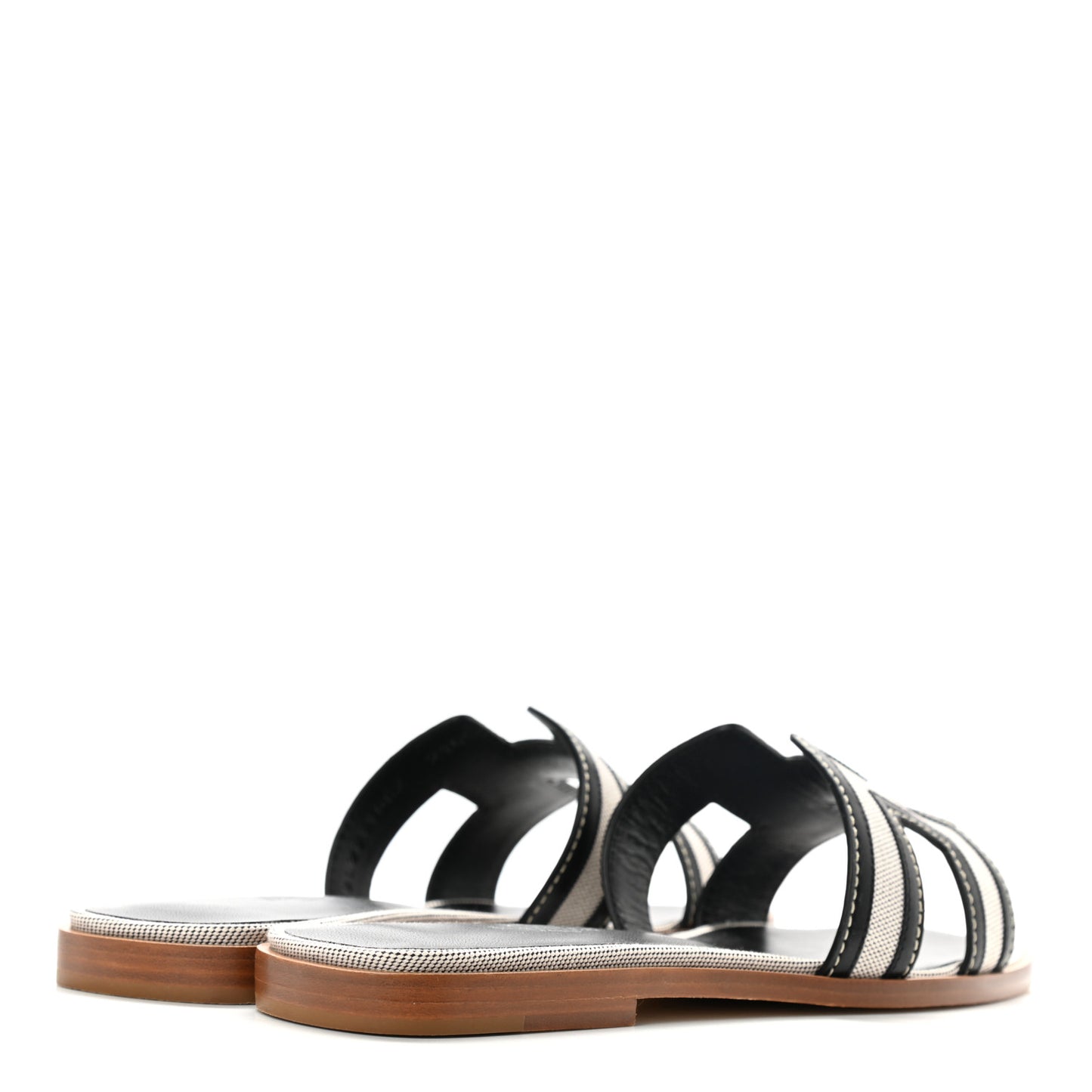 Calfskin Canvas Oran Sandals 37 Black