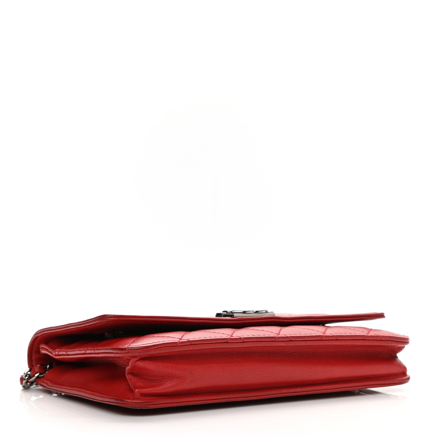 Lambskin Quilted Boy Wallet On Chain WOC Red