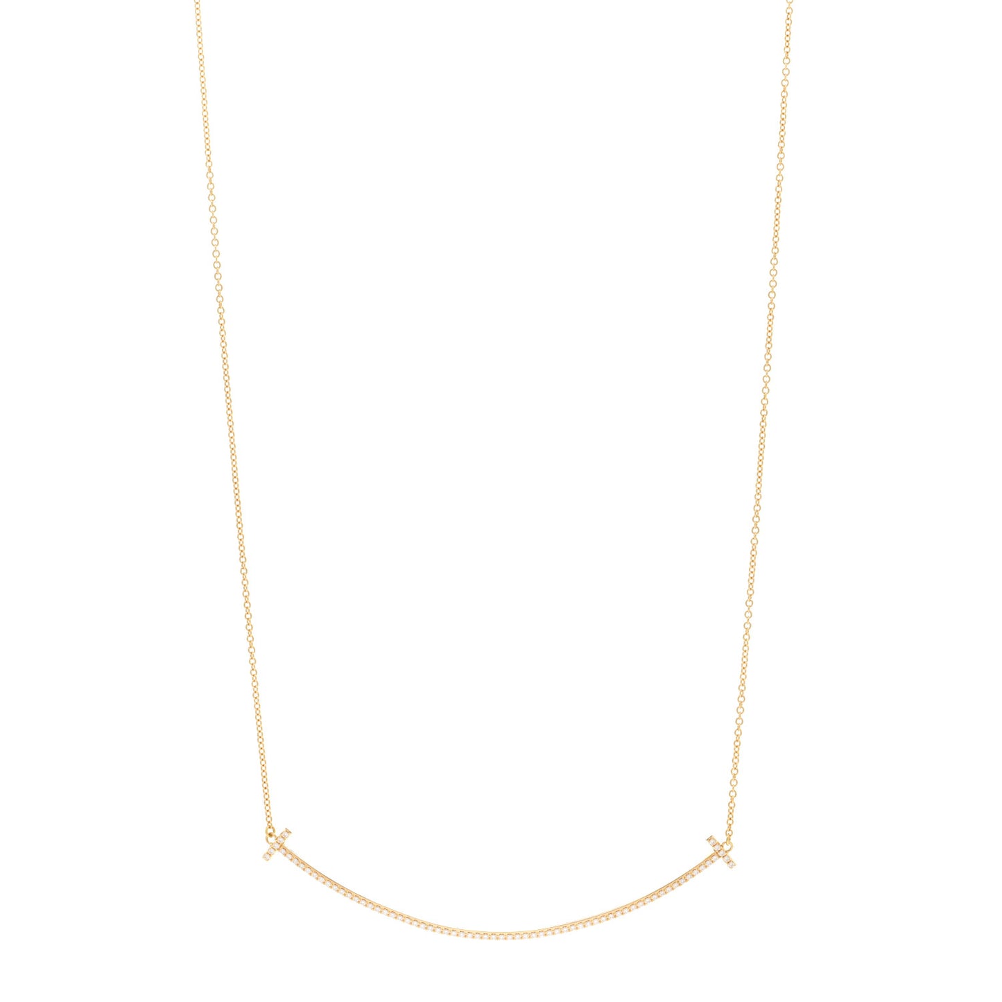 18K Yellow Gold Diamond Large T Smile Pendant Necklace