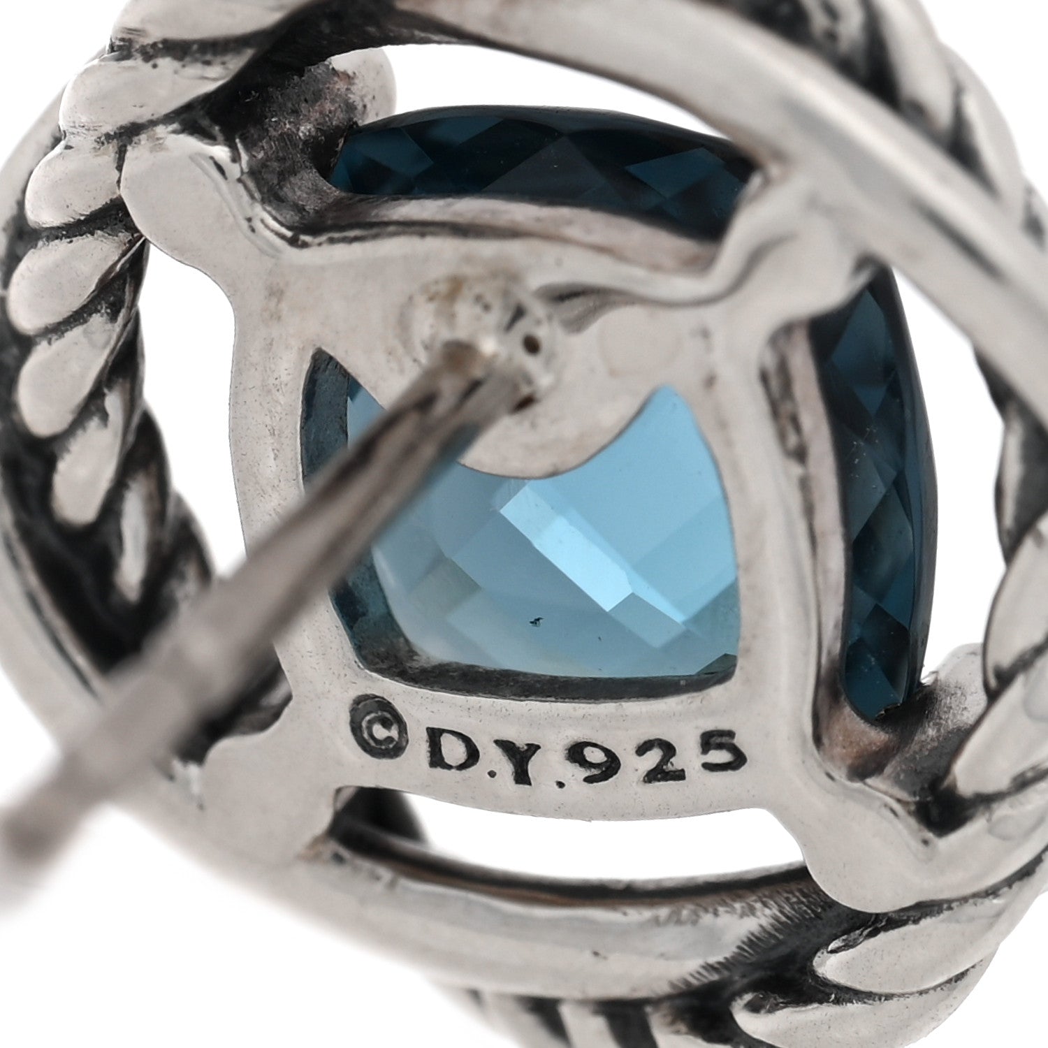 David Yurman Sterling Silver Hampton Blue Topaz 7mm Infinity Earrings 4 of 4