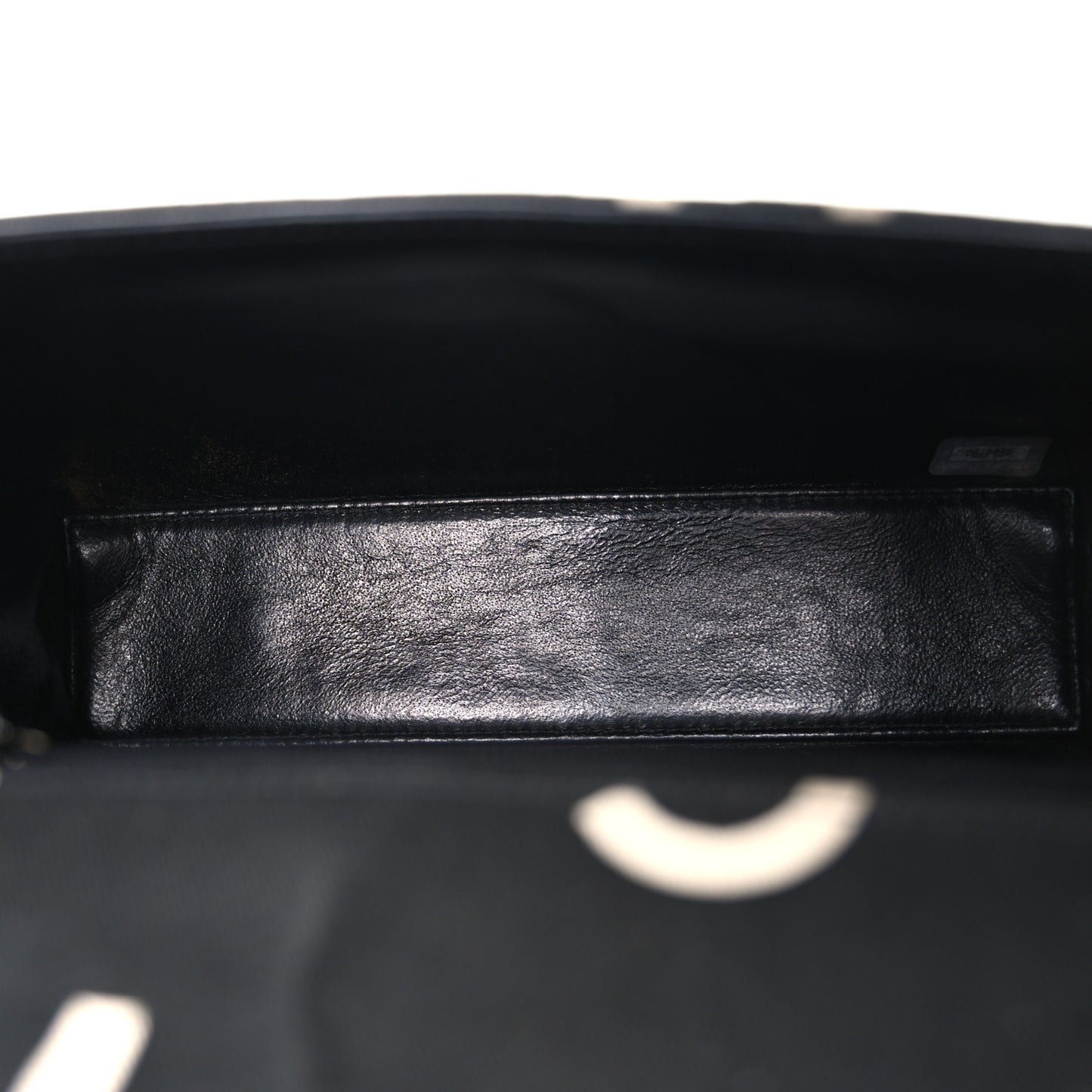 Canvas Quilted Letter Printed Flap Black