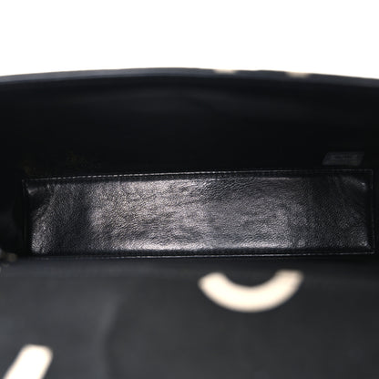 Chanel Canvas Quilted Letter Printed Flap Black 5 of 11