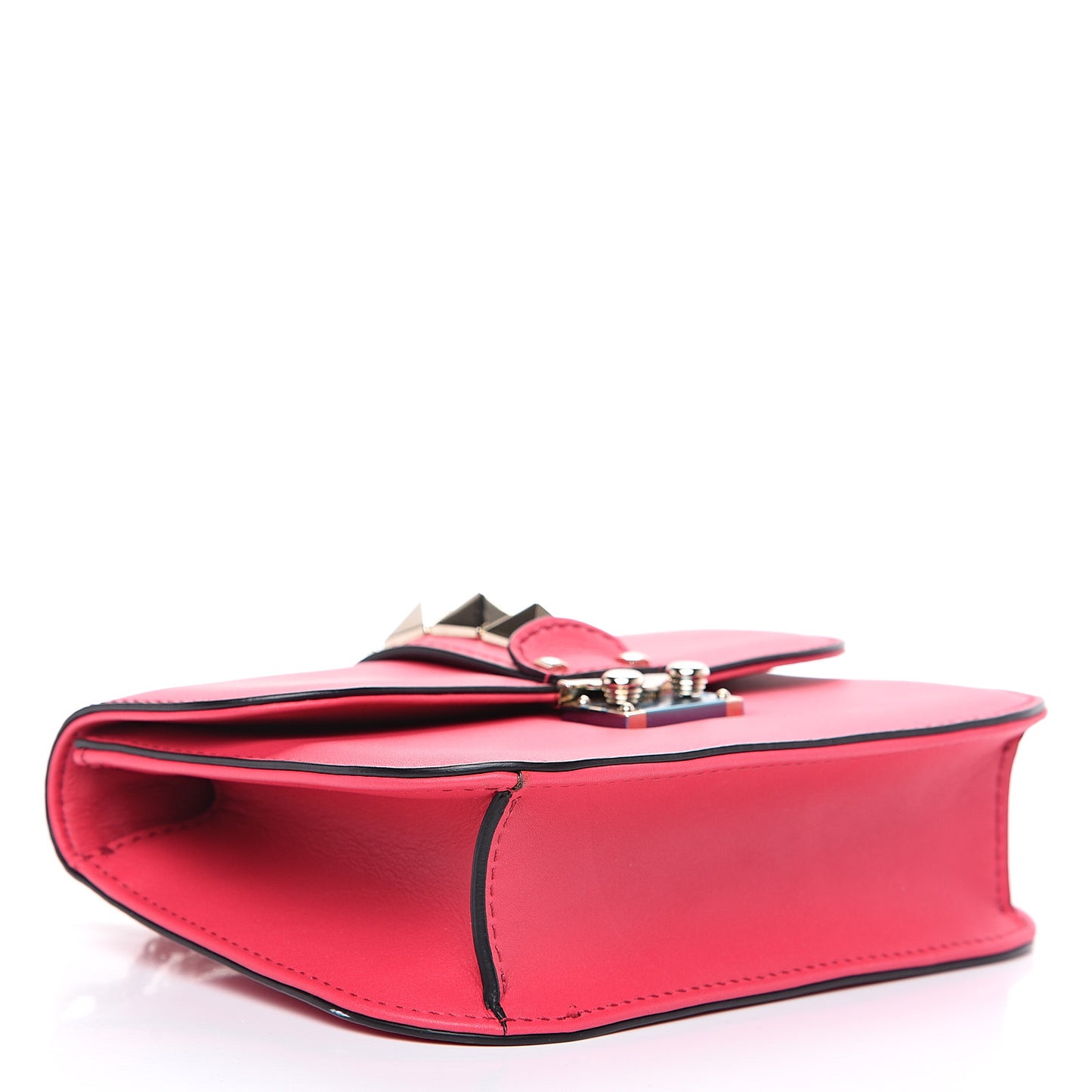 Vitello Small Glam Lock Rockstud Flap Pink