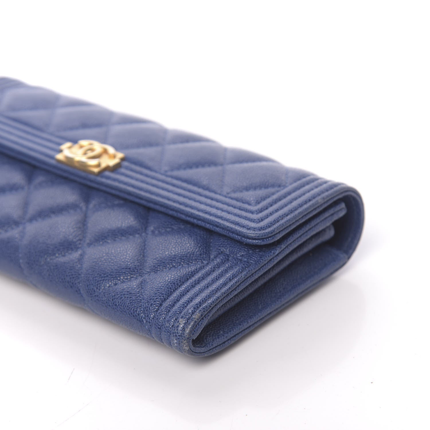 Chanel Caviar Quilted Boy Flap Wallet Blue 10 of 13