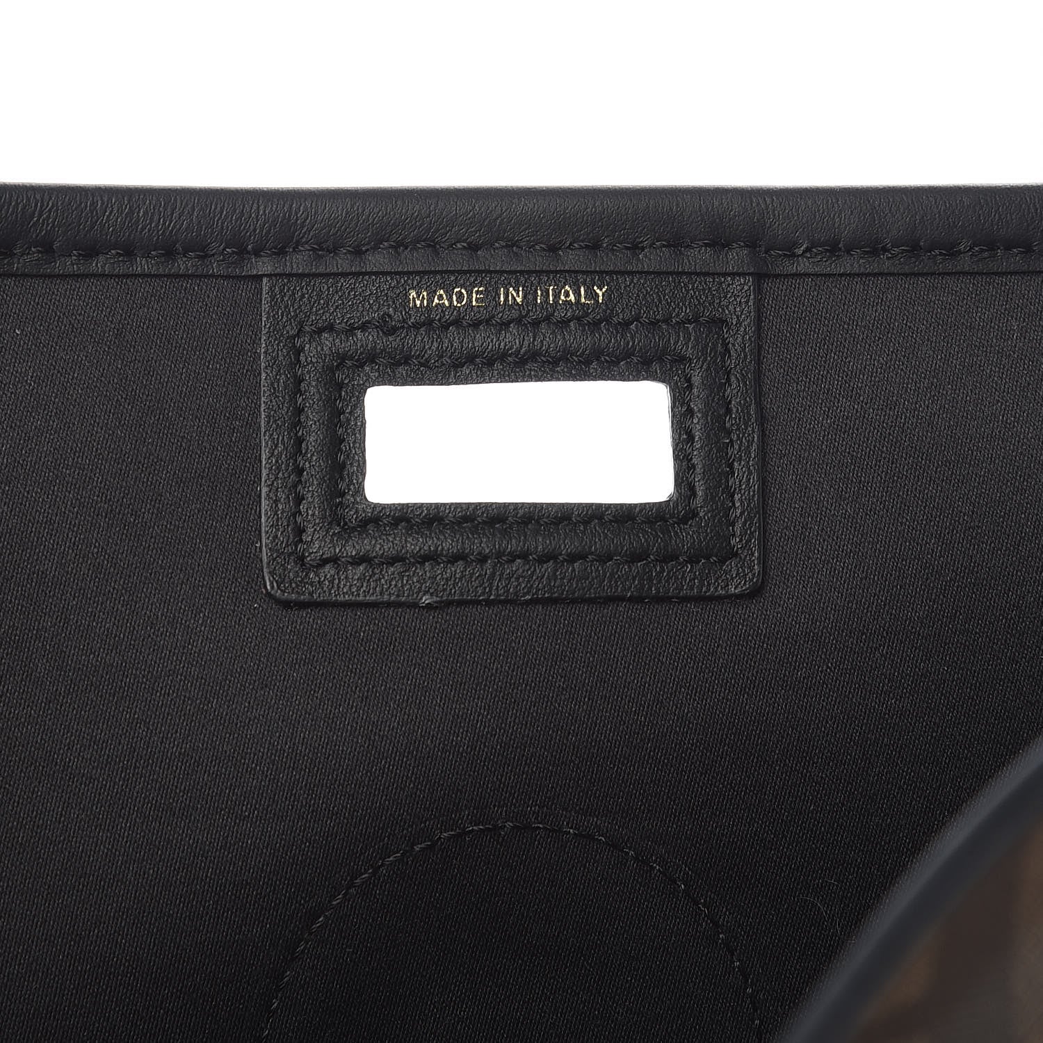 Fendi Glazed Fabric Vitello Century FF 1974 Stamp Patch Mini Peekaboo Defender Cover Mogano Panna Black 6 of 12