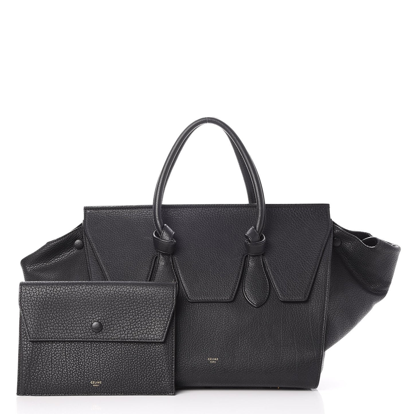 Crisped Calfskin Small Tie Knot Tote Black