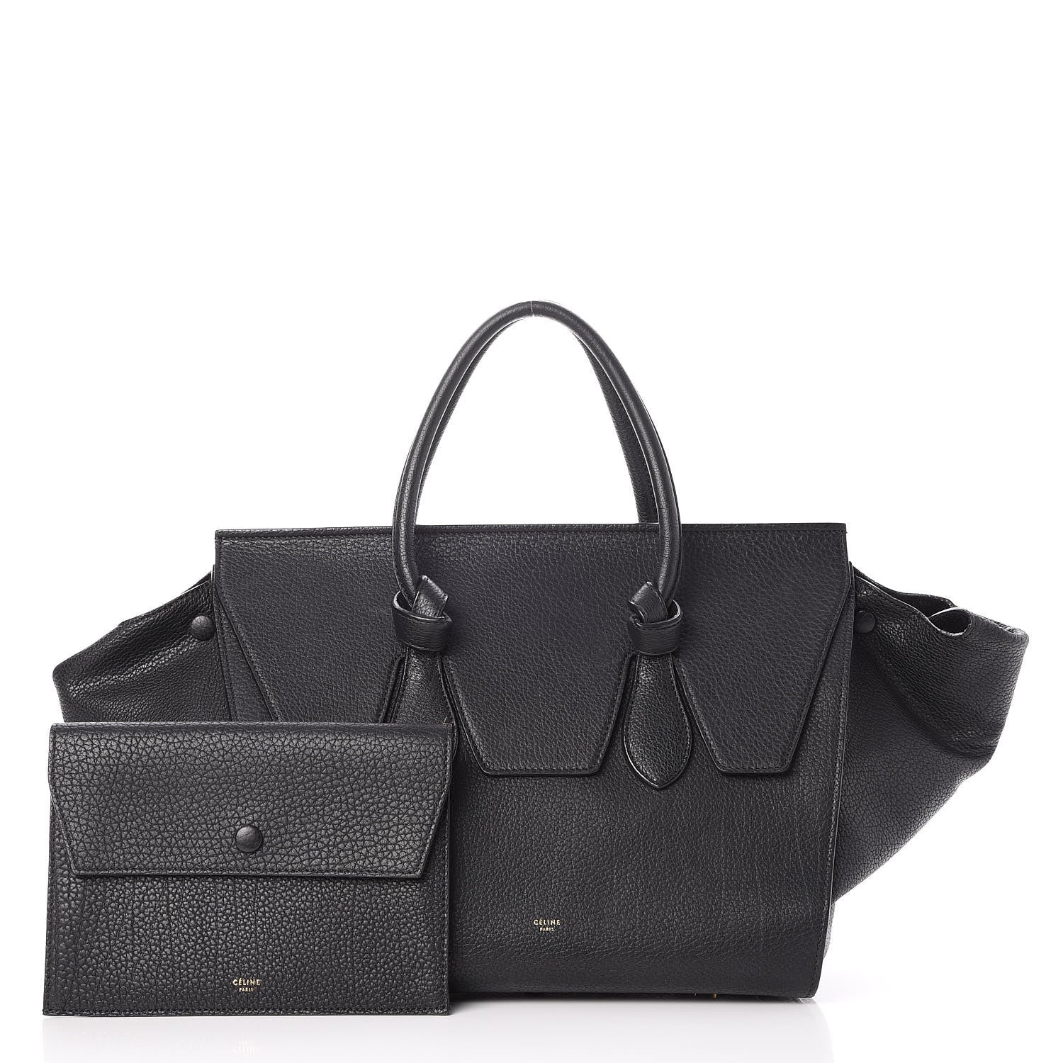 Celine Crisped Calfskin Small Tie Knot Tote Black 3 of 12