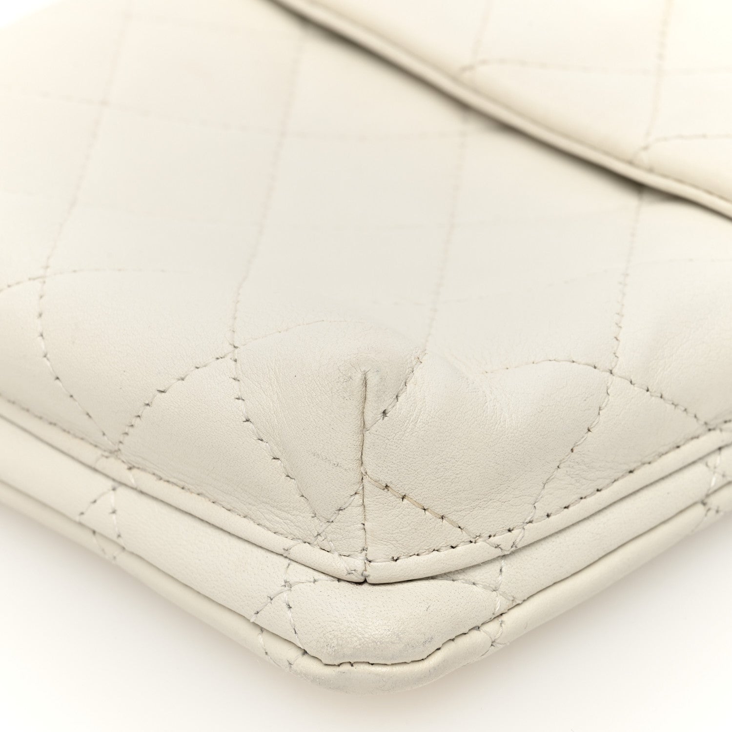 Chanel Calfskin Snakeskin Quilted Cambon Crossbody Bag White 10 of 10