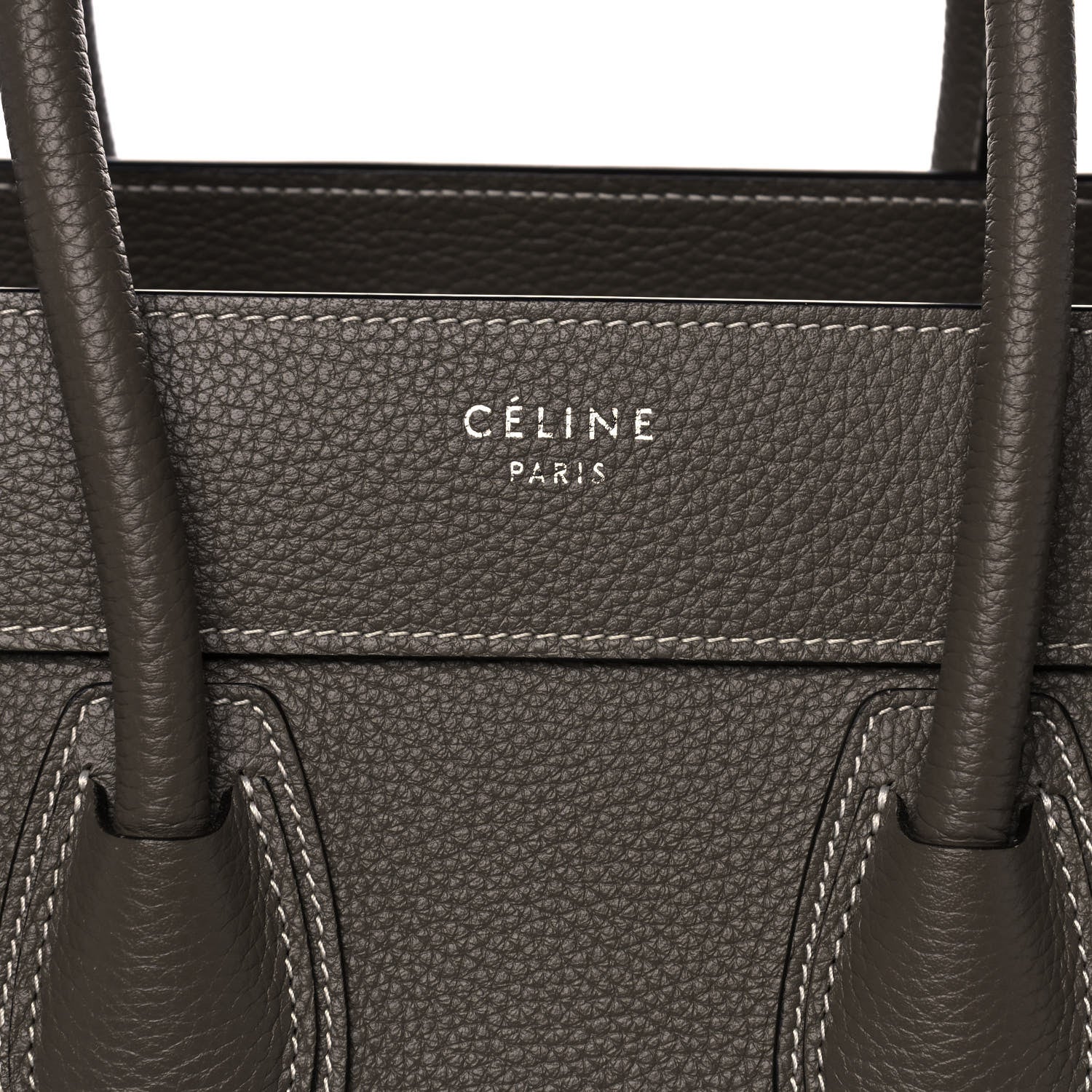 Celine Drummed Calfskin Micro Luggage Souris 7 of 10