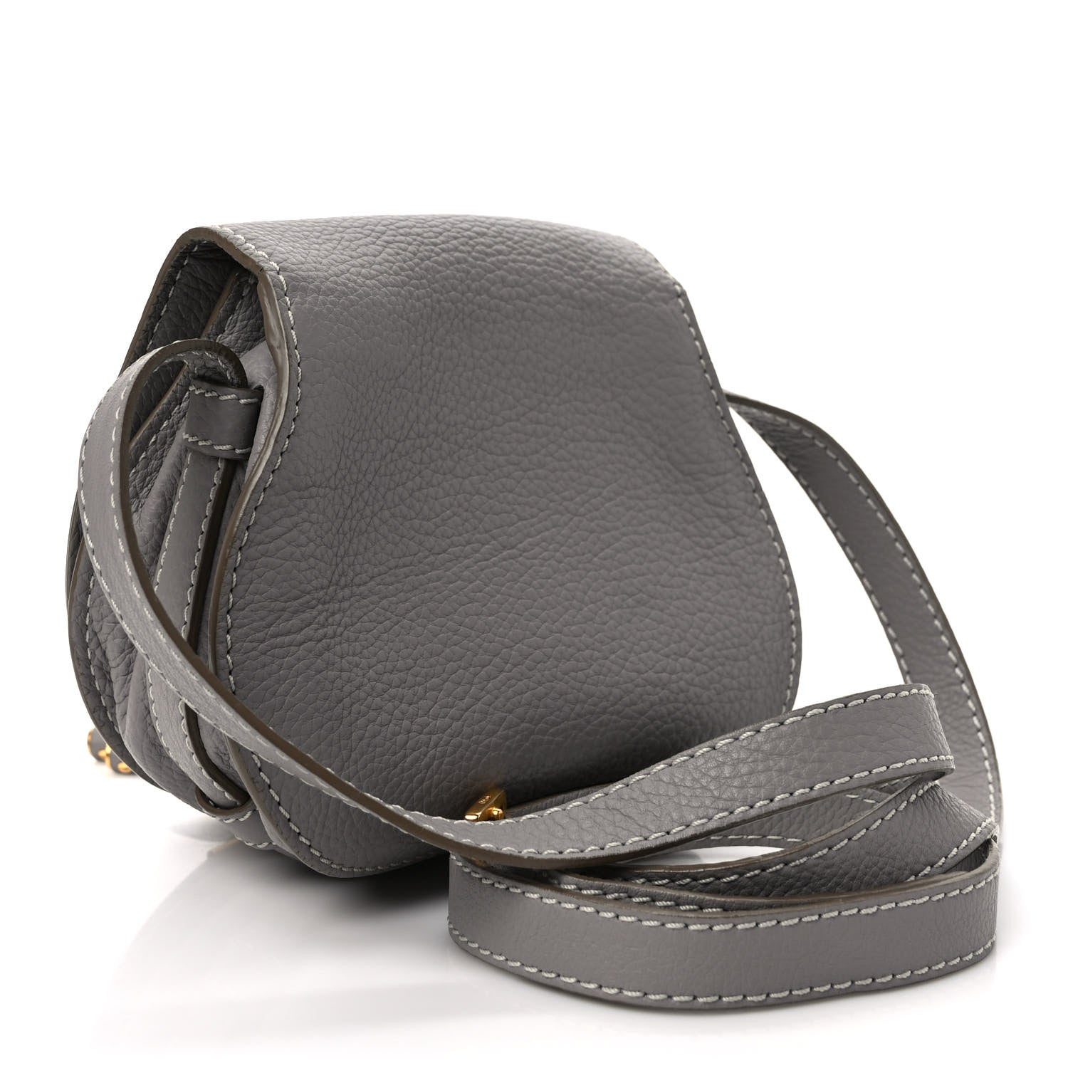 Chloe Grained Calfskin Small Marcie Saddle Bag Cashmere Grey 3 of 9