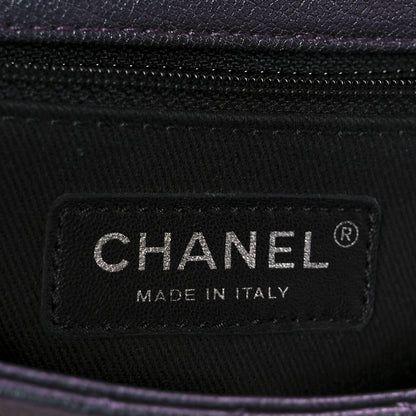 Chanel Iridescent Goatskin Quilted Small Double Carry Waist Chain Flap Purple 6 of 10