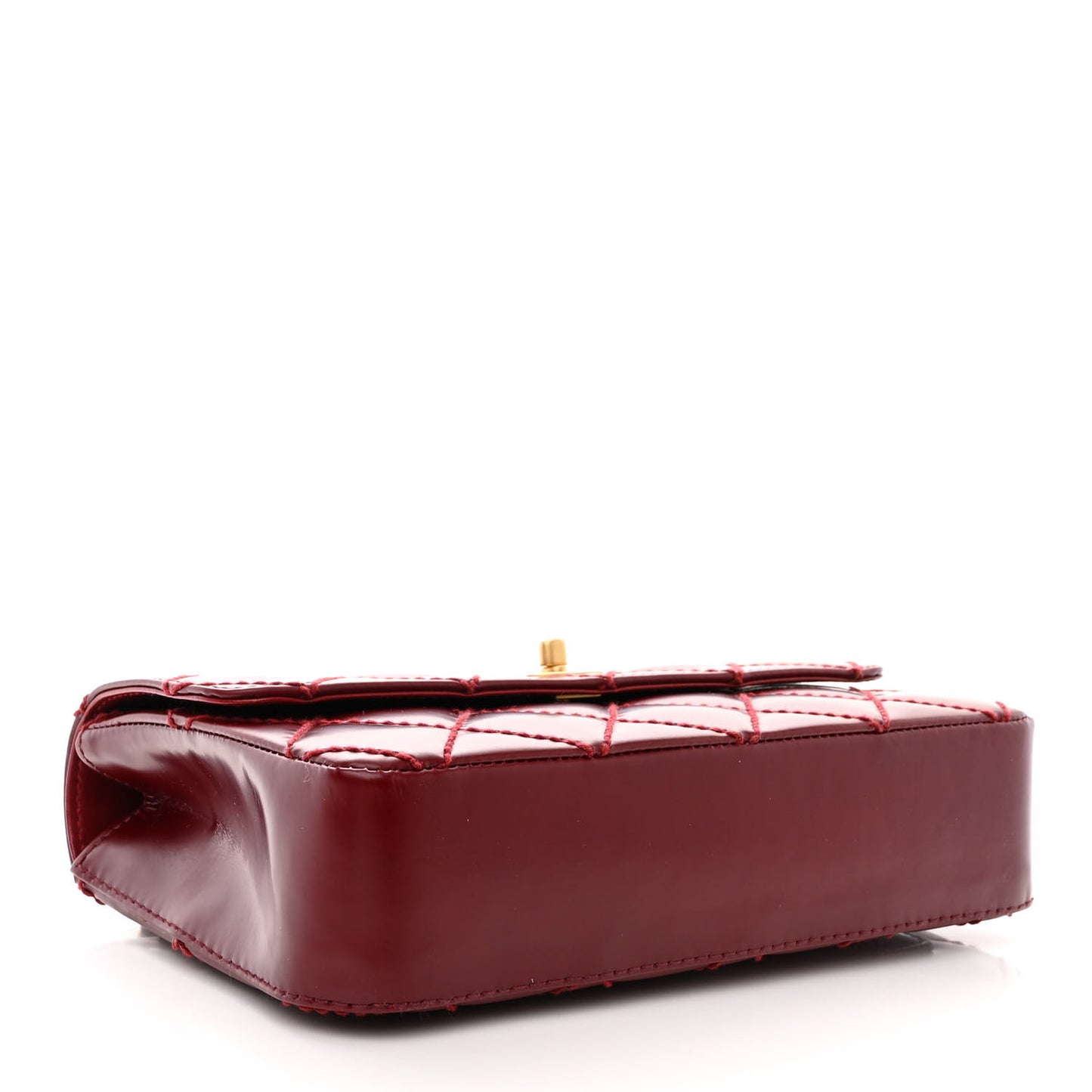 Calfskin Quilted Medium Wild Stitch Flap Burgundy