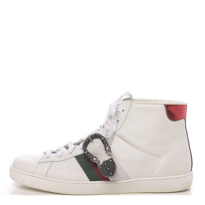 Gucci Calfskin Ayers Web Mens Dionysus High Top Sneakers 10.5 White 1 of 11