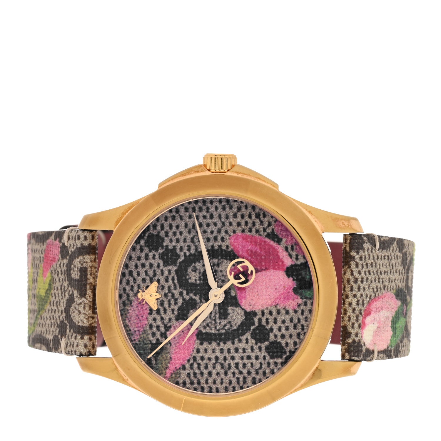 Gucci Stainless Steel Canvas 38mm G-Timeless Supreme GG Blooms Quartz Watch Brown 2 of 4