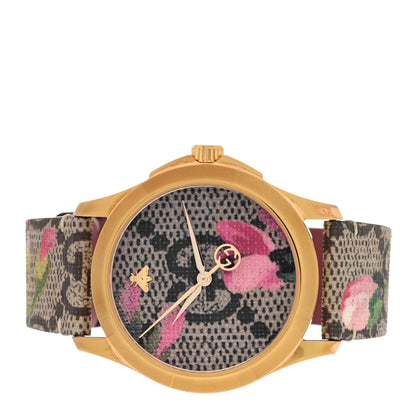 Gucci Stainless Steel Canvas 38mm G-Timeless Supreme GG Blooms Quartz Watch Brown 2 of 4
