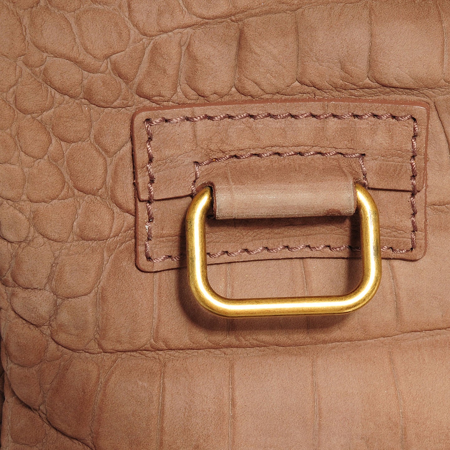 Crocodile Embossed Nubuck Besace Shoulder Bag Rose
