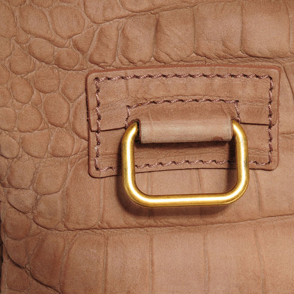 Saint Laurent Crocodile Embossed Nubuck Besace Shoulder Bag Rose 8 of 10