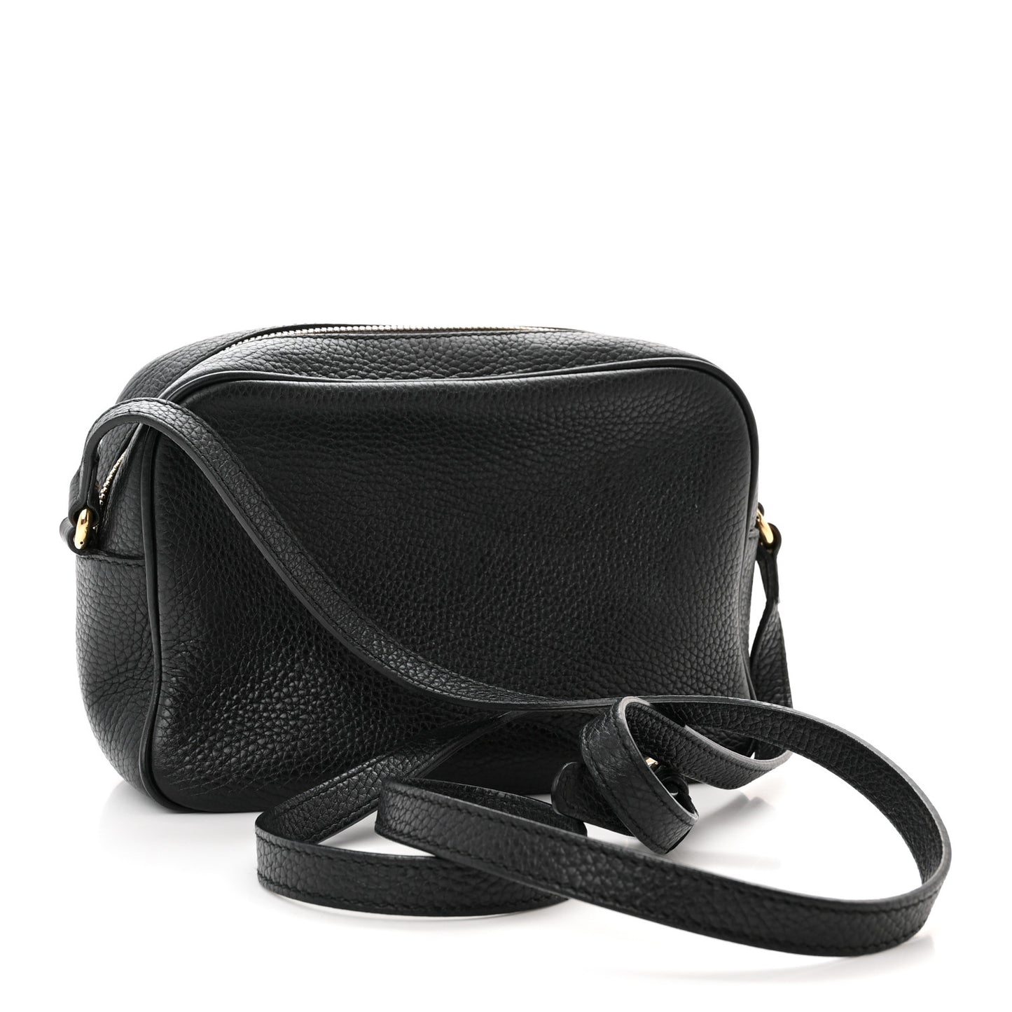 Pebbled Calfskin Small Soho Disco Bag Black