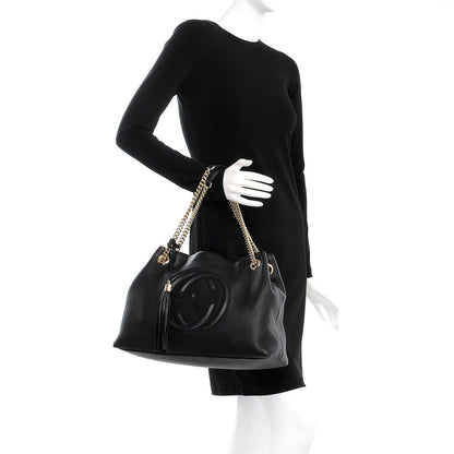Gucci Pebbled Calfskin Medium Soho Chain Shoulder Bag Black 2 of 7