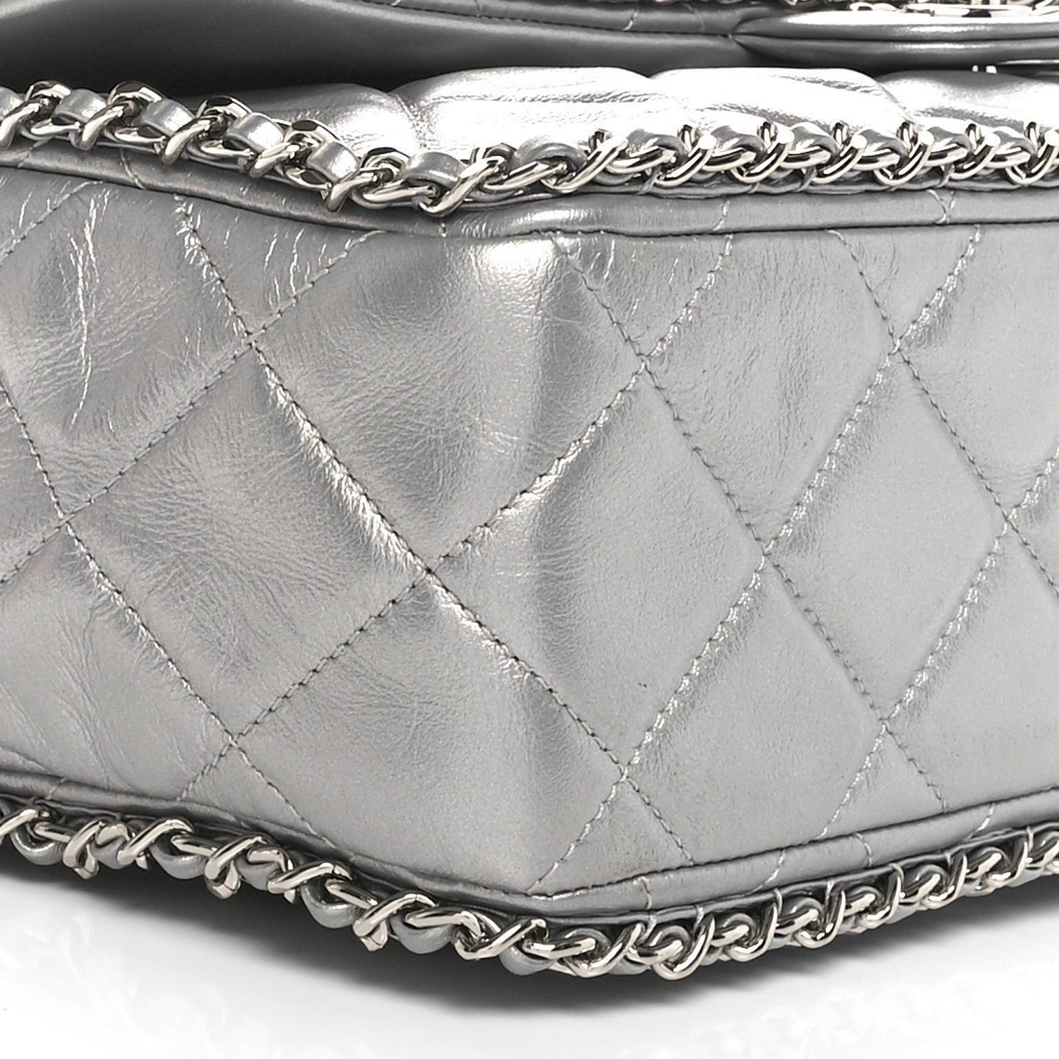 Chanel Metallic Lambskin Large Chain All Over Flap Silver 9 of 10
