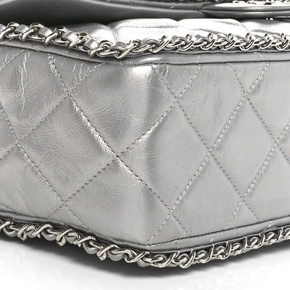 Chanel Metallic Lambskin Large Chain All Over Flap Silver 9 of 10