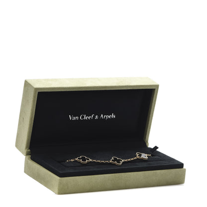 Van Cleef & Arpels 18K Yellow Gold Black Onyx 5 Motifs Vintage Alhambra Bracelet 5 of 5