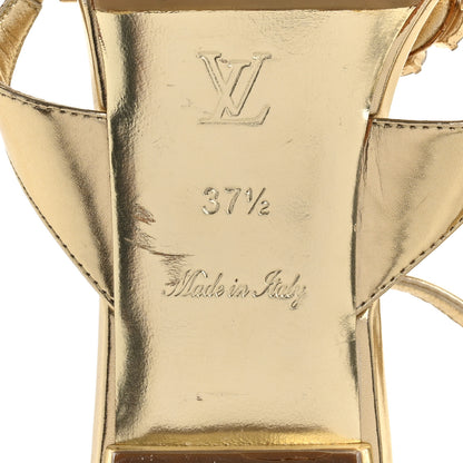 Louis Vuitton Metallic Calfskin Crystal Flower Thong Flat Sandals 37.5 Gold 8 of 14