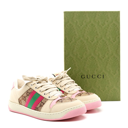 Gucci Calfskin GG Supreme Crystals Web Screener Sneakers 38.5 Beige Ebony Wild Rose 9 of 9