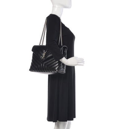 Saint Laurent Calfskin Y Quilted Monogram Medium Loulou Chain Satchel Black 2 of 12
