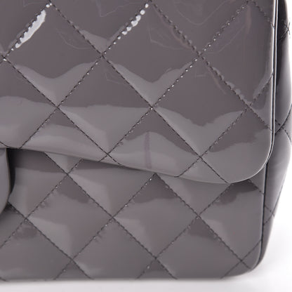 Chanel Patent Quilted Jumbo Double Flap Grey 11 of 11
