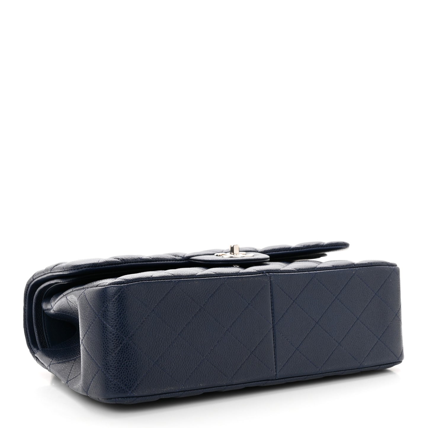 Caviar Quilted Jumbo Double Flap Navy Blue