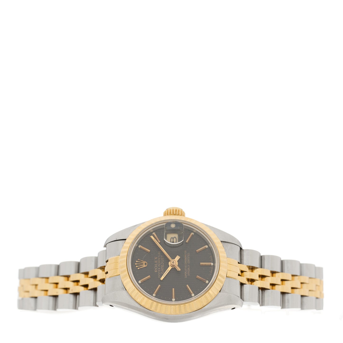 Stainless Steel 18K Yellow Gold 26mm Oyster Perpetual Datejust Watch Black Tapestry 69173