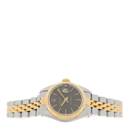 Rolex Stainless Steel 18K Yellow Gold 26mm Oyster Perpetual Datejust Watch Black Tapestry 69173 2 of 4