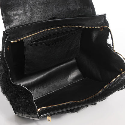 Celine Calfskin Curly Lamb Medium Trapeze Black 5 of 8