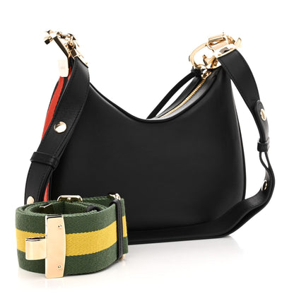 Gucci Aria Calfskin Web Small Attache Shoulder Bag Black 3 of 9