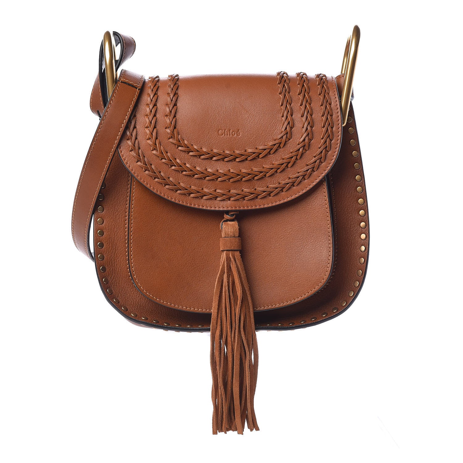 Chloe Calfskin Braided Small Hudson Shoulder Bag Caramel 1 of 11