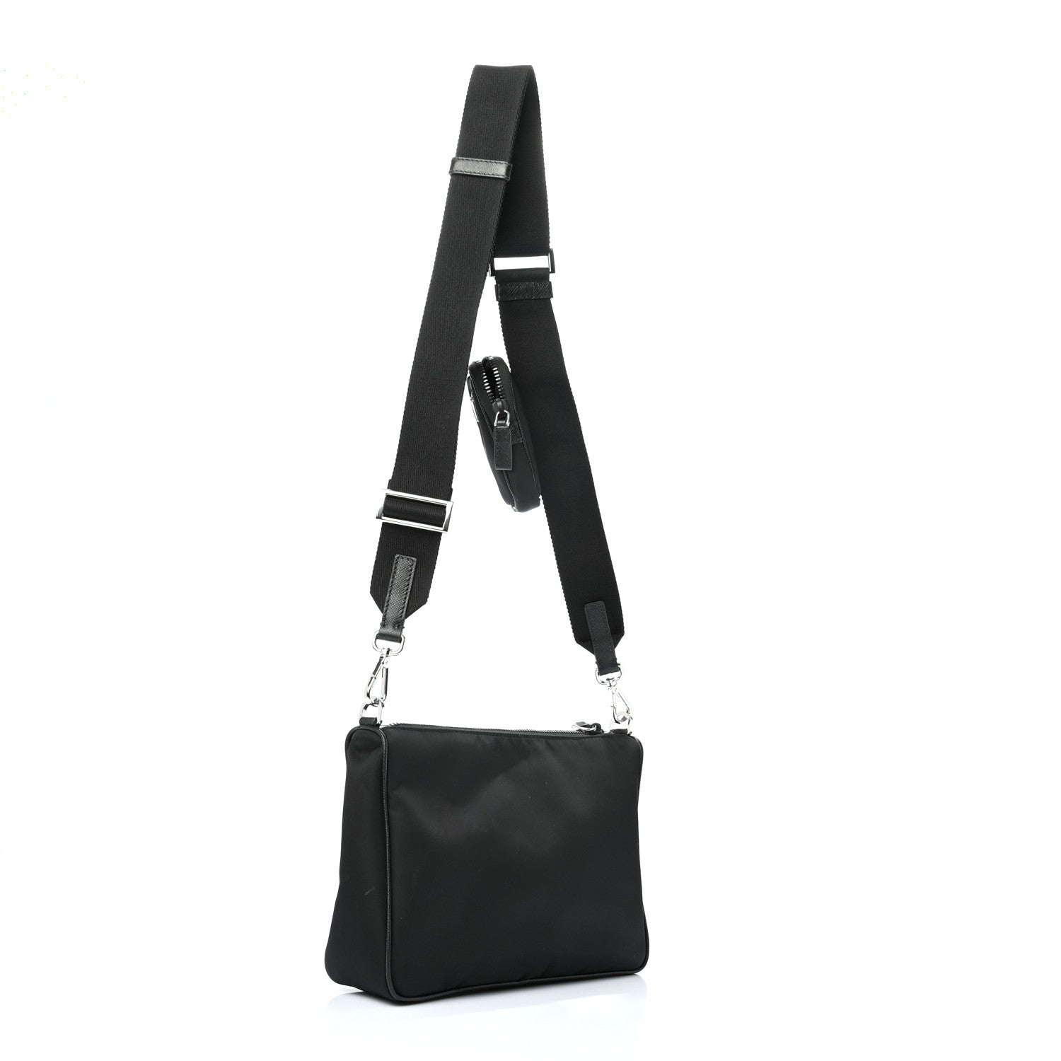 Prada Re-Nylon Saffiano Pocket Zippered Shoulder Bag Black 2 of 8