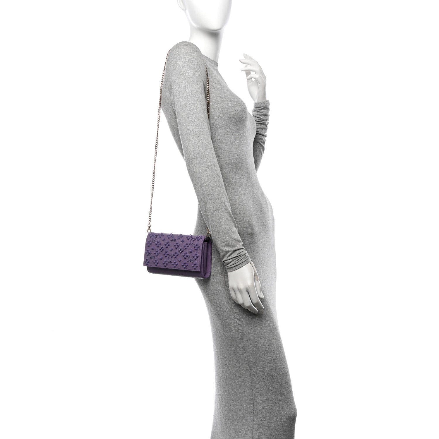 Christian Louboutin Calfskin Spikes Loubinthesky Paloma Clutch Parme 2 of 10