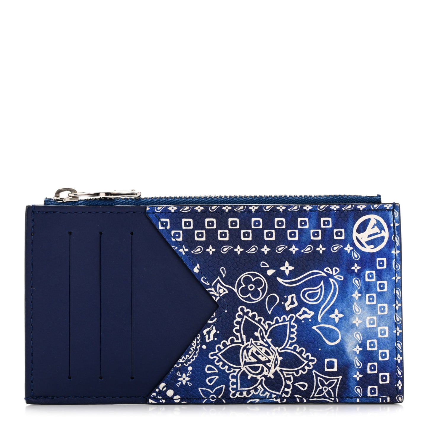 Cowhide Monogram Bandana Coin Card Holder Blue