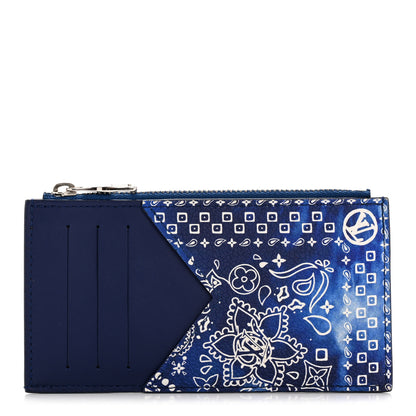 Louis Vuitton Cowhide Monogram Bandana Coin Card Holder Blue 1 of 9