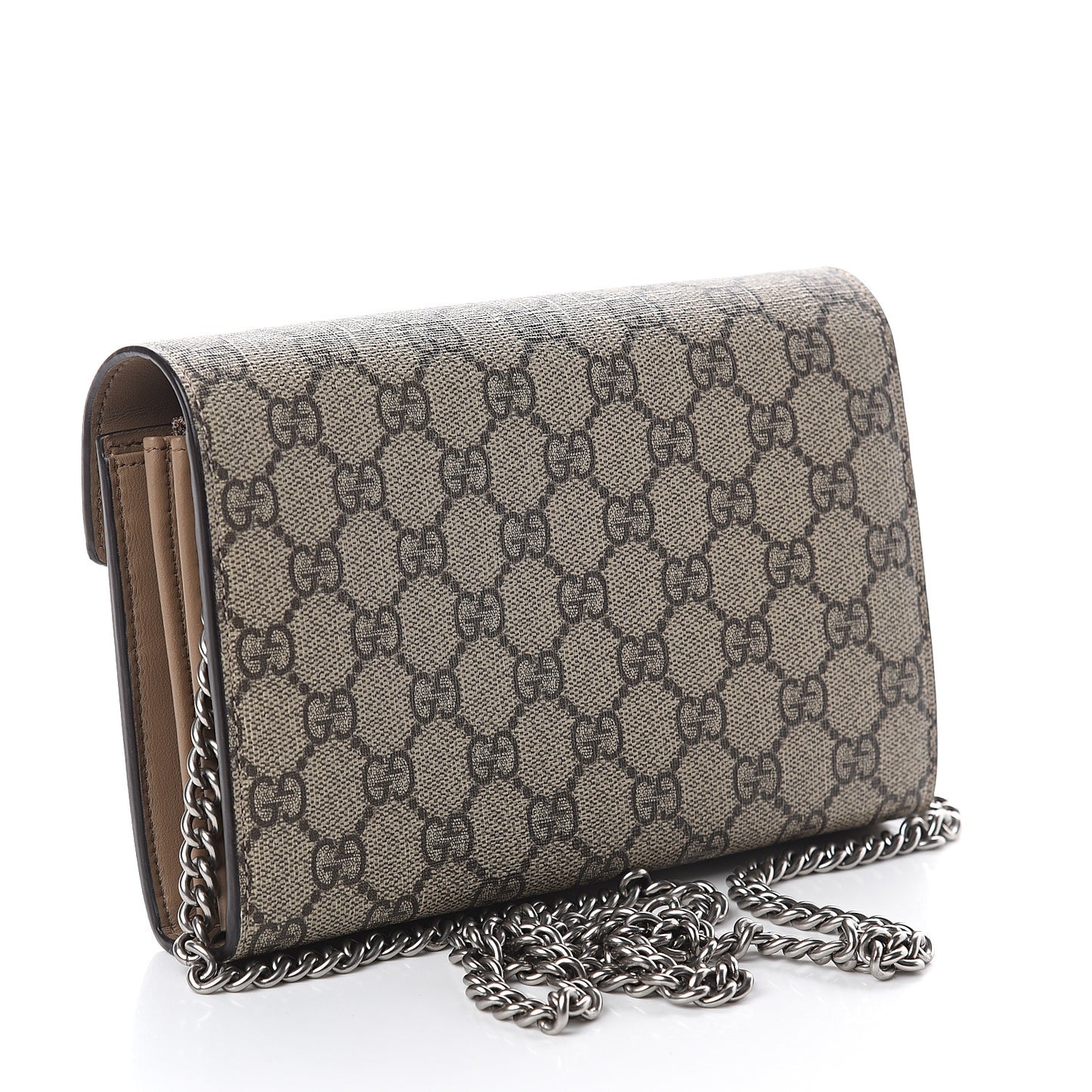 GG Supreme Monogram Mini Dionysus Chain Wallet Beige Taupe