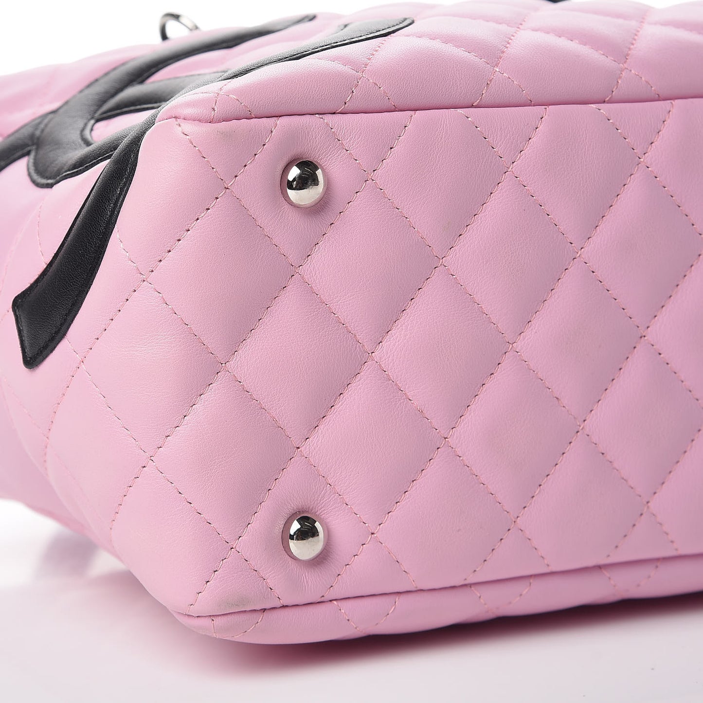 Calfskin Quilted Large Cambon Bowler Pink Black
