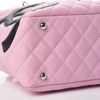 Chanel Calfskin Quilted Large Cambon Bowler Pink Black 8 of 14