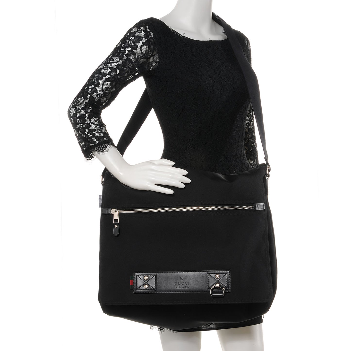 Mens Nylon Large Messenger Bag Black