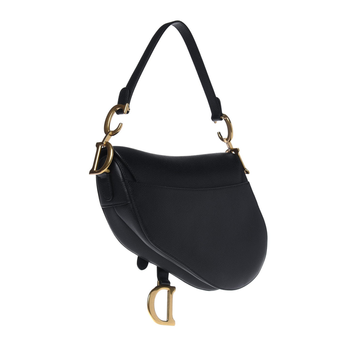 Grained Calfskin Saddle Bag Black