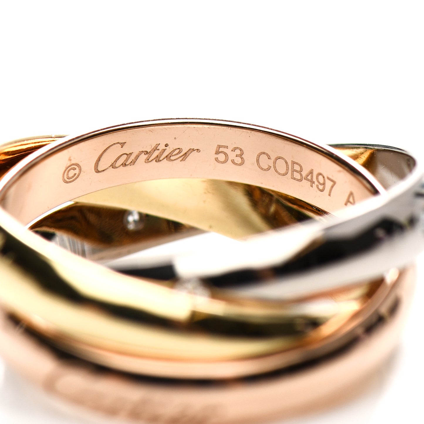 18K Pink Yellow White Gold Diamond Trinity Ring 53 6.25