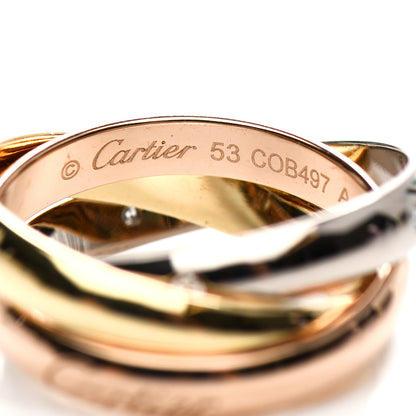 Cartier 18K Pink Yellow White Gold Diamond Trinity Ring 53 6.25 4 of 5