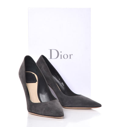 Christian Dior Suede Cherie Pointy Toe 100mm Pumps 35.5 Anthracite 11 of 11