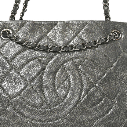 Chanel Metallic Caviar Quilted CC Timeless Soft Tote Dark Silver 8 of 11
