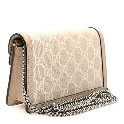 Gucci GG Supreme Monogram Textured Dollar Calfskin Super Mini Dionysus Shoulder Bag Beige Mystic White Oatmeal 3 of 9
